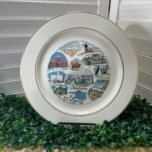 Vintage Knowles Oklahoma Plate with Gold and Blue Accents